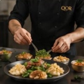 Chef plating a dish